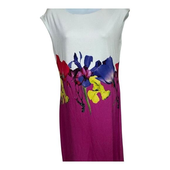 CYNTHIA ROWLEY TANK DRESS BRIGHT MULTI-COLORS FLORAL BORDER RAYON BLEND SMALL - Picture 4 of 7